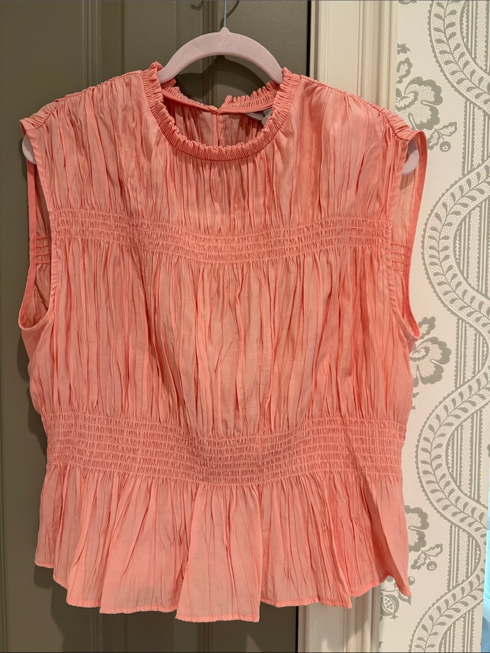 Women's H&M Peplum Smocked Sleeveless Top - Peach